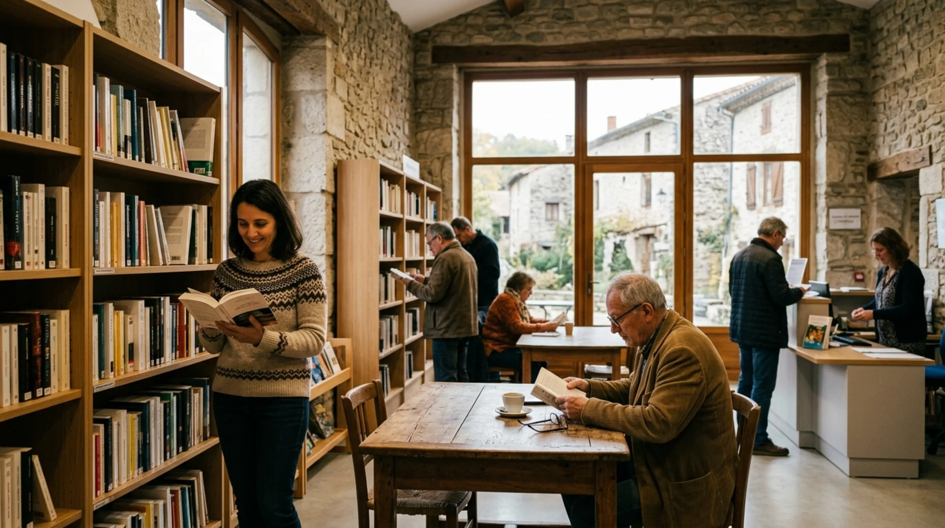 Bibliothèque municipale chaleureuse et lumineuse à Orgnac-l'Aven gérée par l'association d'intérêt général